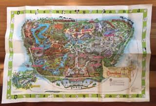 Vintage Disneyland Map Guide 1964 Large Map 30 X 44 - Magic Kingdom Walt Disney