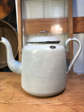 Large Vintage Australian Enamel Country Kitchen Tea Pot