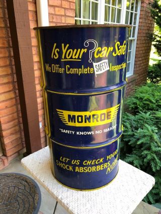 Vintage Monroe Shock Absorbers Drum/barrel Service Station Display/trash Can