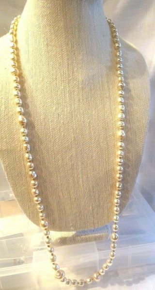 Miriam Haskell 34 " Glass Baroque Pearl Necklace With Lovely Clasp Classy
