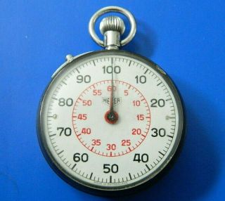 Vintage Heuer 100 Second Stopwatch Decimal Type Made In Switzerland