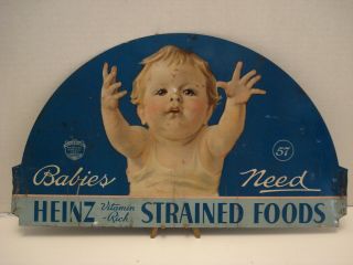 Rare Vintage Heinz 57 Baby Food Store Display Sign No Rack
