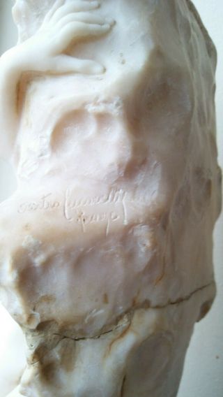 Antique SIGNED Marble Statue Sculpture Of Nude Woman Lady - 16.  5 