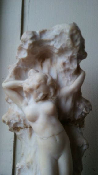 Antique SIGNED Marble Statue Sculpture Of Nude Woman Lady - 16.  5 