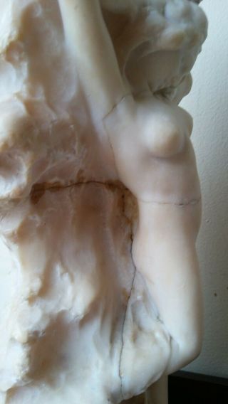 Antique SIGNED Marble Statue Sculpture Of Nude Woman Lady - 16.  5 