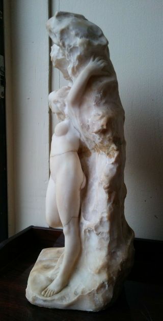 Antique SIGNED Marble Statue Sculpture Of Nude Woman Lady - 16.  5 