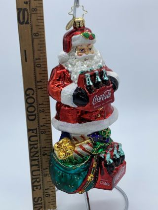 Vintage Christopher Radko Santa Ornament - Coca Cola Santa - Molded Glass - Europe