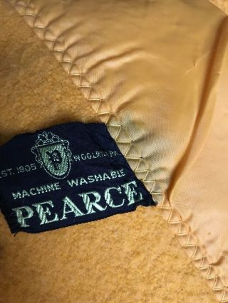 Vintage Woolrich Pearce 100 Wool Satin Trim Mustard Large Blanket 73x78 USA 3
