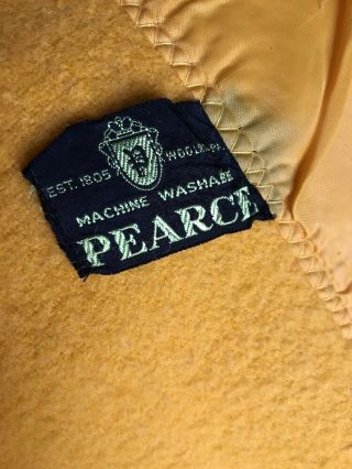 Vintage Woolrich Pearce 100 Wool Satin Trim Mustard Large Blanket 73x78 USA 4