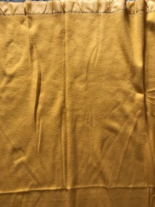 Vintage Woolrich Pearce 100 Wool Satin Trim Mustard Large Blanket 73x78 USA 6