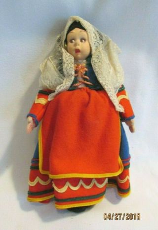 Vintage Italy Lenci (?) Doll W/painted Face,  Cloth Body 9 " Tall