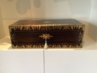 Regency Rosewood Brass Inlaid Writing Box Circa 1815