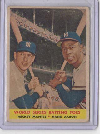 1958 Topps Mickey Mantle,  Hank Aaron 418 Vintage Yankees Braves $400 Hbv G S - 2