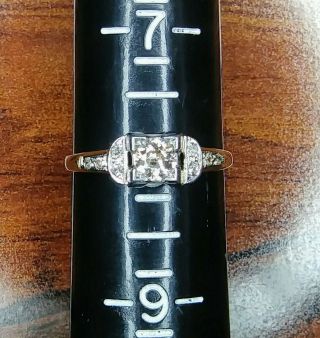 Antique Art Deco 1/2 Carat (50) Natural Diamond Ring 14K Y/G W/G Engagement 7