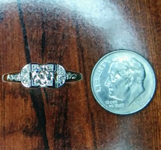 Antique Art Deco 1/2 Carat (50) Natural Diamond Ring 14K Y/G W/G Engagement 8