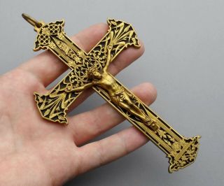 French,  Antique Religious Large Cross.  Crucifix.  Pendant By Quercia.