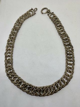 Antique Sterling Silver Necklace Chain Very Unique Heavy Silver Content