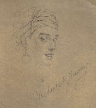 VINTAGE PICTURE - MARKED WASLAW NIJINSKY - AS FOUND - MAY BE A PENCIL DRAWING 2