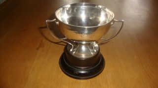 Rare Antique Chester Hallmarked 1908 Solid Silver 3 Handled Loving Cup & Stand