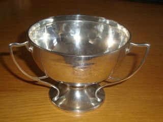Rare Antique CHESTER HALLMARKED 1908 SOLID SILVER 3 HANDLED LOVING CUP & Stand 3