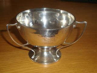 Rare Antique CHESTER HALLMARKED 1908 SOLID SILVER 3 HANDLED LOVING CUP & Stand 4