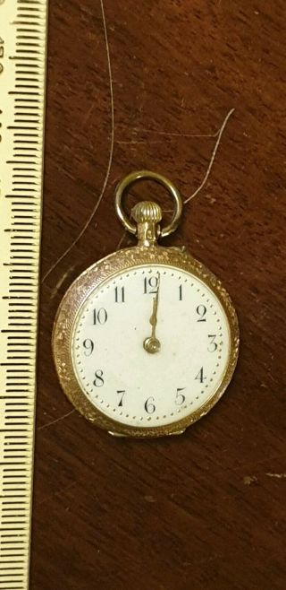 Vintage Ladies Pocket Watch 14 Carat Gold For Spares