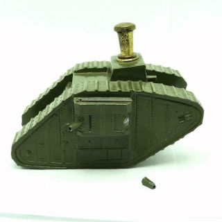 Vintage 1920 ' s Ronson AMW Green WWI Tank Striker Table Lighter - 4