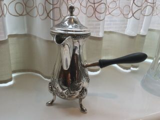 Antique/vintage Silver Plated Chased Footed Chocolate Pot