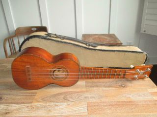 Vintage Echo - Uke Koa Wood Pele Hawaii Patented Echo Device Soprano Ukulele