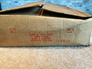 12 Vintage Nos Blake & Lamb No 1 1/2 Long Spring Traps Trapping Victor Newhouse