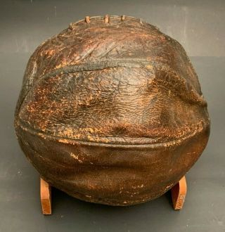 Vintage Antique Early 1900 ' s Leather 6 Lace 8 Panel Laced Basketball 2