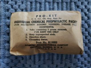 Individual Chemical Prophylactic Packet Vintage Ww2 Medical Kit