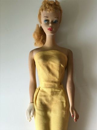 Vintage 1960 ' s Barbie Doll Blonde Pony Tail Made in Japan Hard Body Straight Leg 6