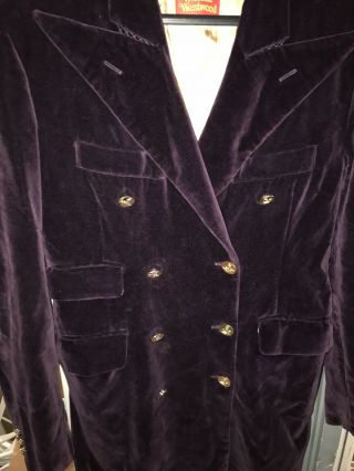 Ladies Vivienne Westwood Purple Velvet Jacket Sz 10.  Vintage.