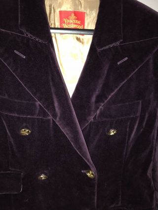 Ladies Vivienne Westwood Purple Velvet Jacket Sz 10.  Vintage. 2