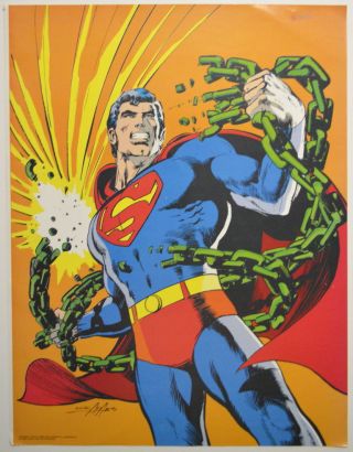 Vintage Dc 1978 Superman Pin - Up Poster Rare Neal Adams Art