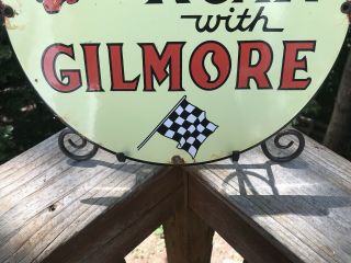 VINTAGE GILMORE GASOLINE PORCELAIN CHAMPION GAS SERVICE STATION PUMP PLATE SIGN 5