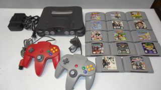 Vintage Nintendo 64 Console System 14 Games 2 Controllers Bundle