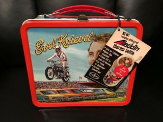 1974 Vintage Aladdin Evel Knievel Lunchbox & Thermos Nm - Tags Wow