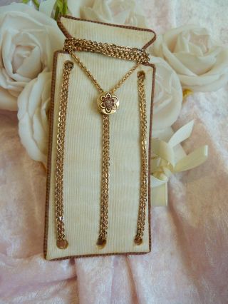 Antique Gold Rg C1900 On Display Card Perfect Lorgnette Chain Delightful