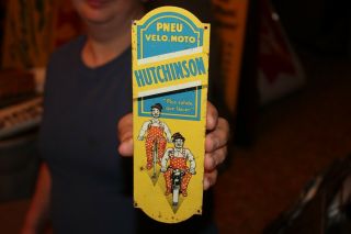Rare Vintage C.  1930 Hutchinson Bicycle Tires Gas Station Metal Sign