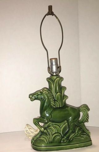 Vintage 1970’s Green Ceramic Horse Table Lamp With Venetian Blind Lampshade 5