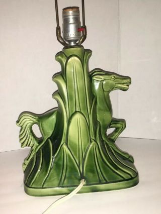 Vintage 1970’s Green Ceramic Horse Table Lamp With Venetian Blind Lampshade 7