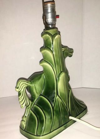Vintage 1970’s Green Ceramic Horse Table Lamp With Venetian Blind Lampshade 8