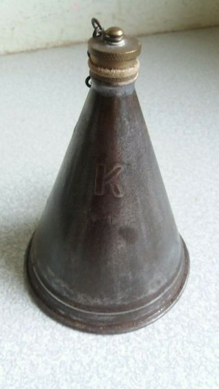 Vintage / Antique Oil Can / Oiler - Large Conical - Kayes - K - Brass Cap Chain