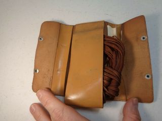 Ww2 Us Army Brown Waxed Shoelaces Boot Laces Shoe Strings In Rare Org.  Pouch