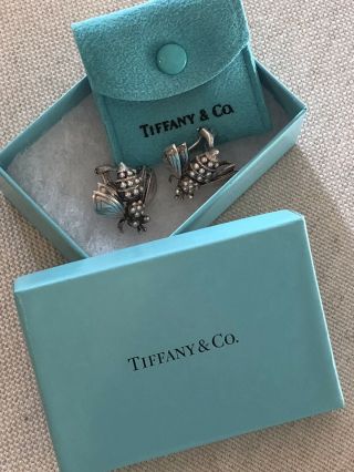 Tiffany & Co Sterling Silver Bumble Bee Clip Earrings,  Vintage & Collectible