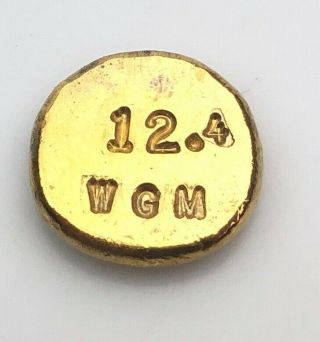 Rare Wgm Hand Poured 12.  4 Grams.  999 Gold Fine Bar Bullion 24k