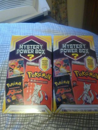 2 Pokemon Mystery Power Boxes Factory 5 Booster Packs Vintage,  Base Set