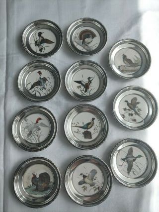 Set Of 11 Frank M Whiting Sterling Game Bird Coasters